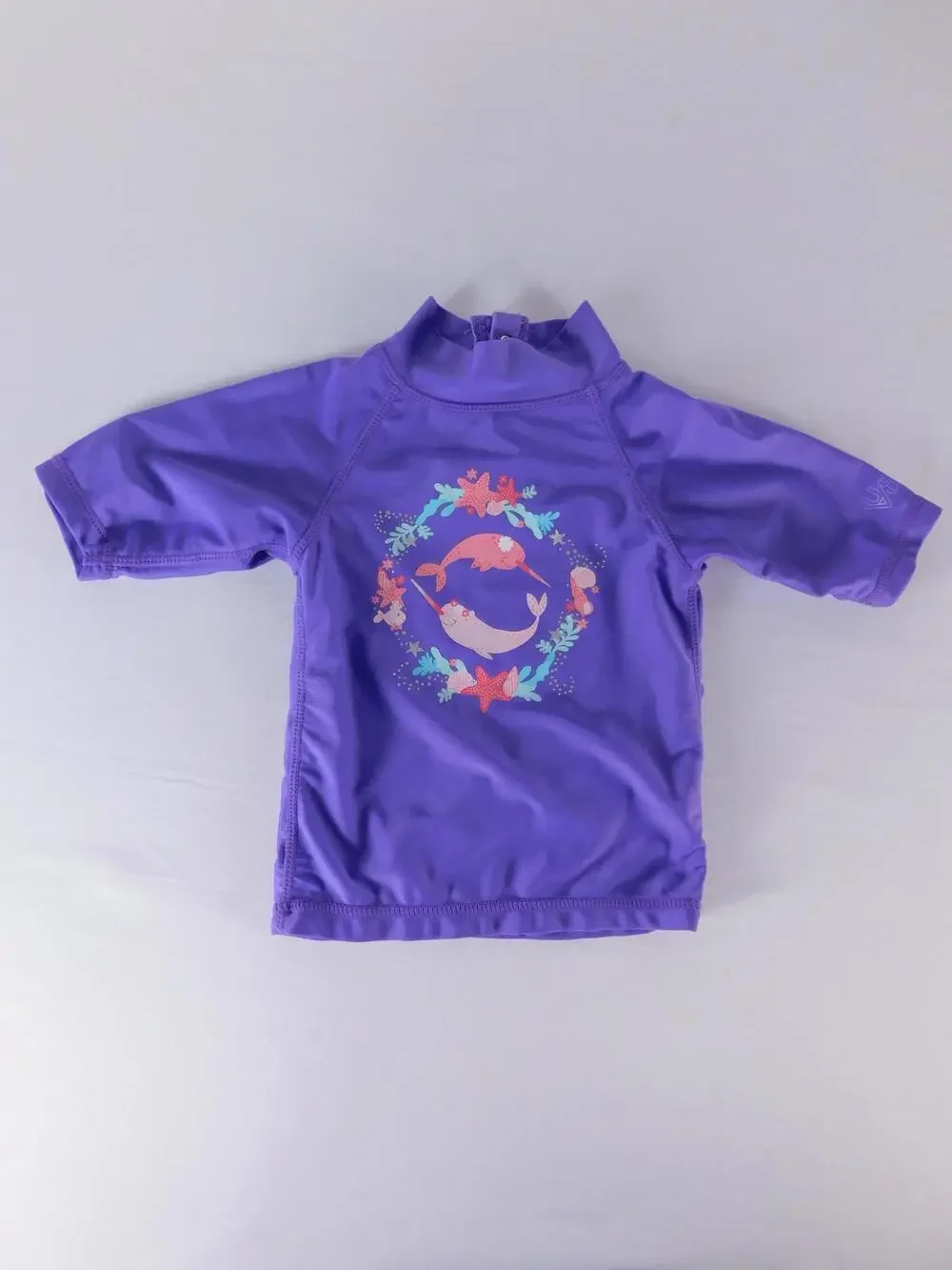 UV Skinz Swim Shirt Girls 2T Purple Narwhal UPF 50 Rash Guard Top Short Sleeve